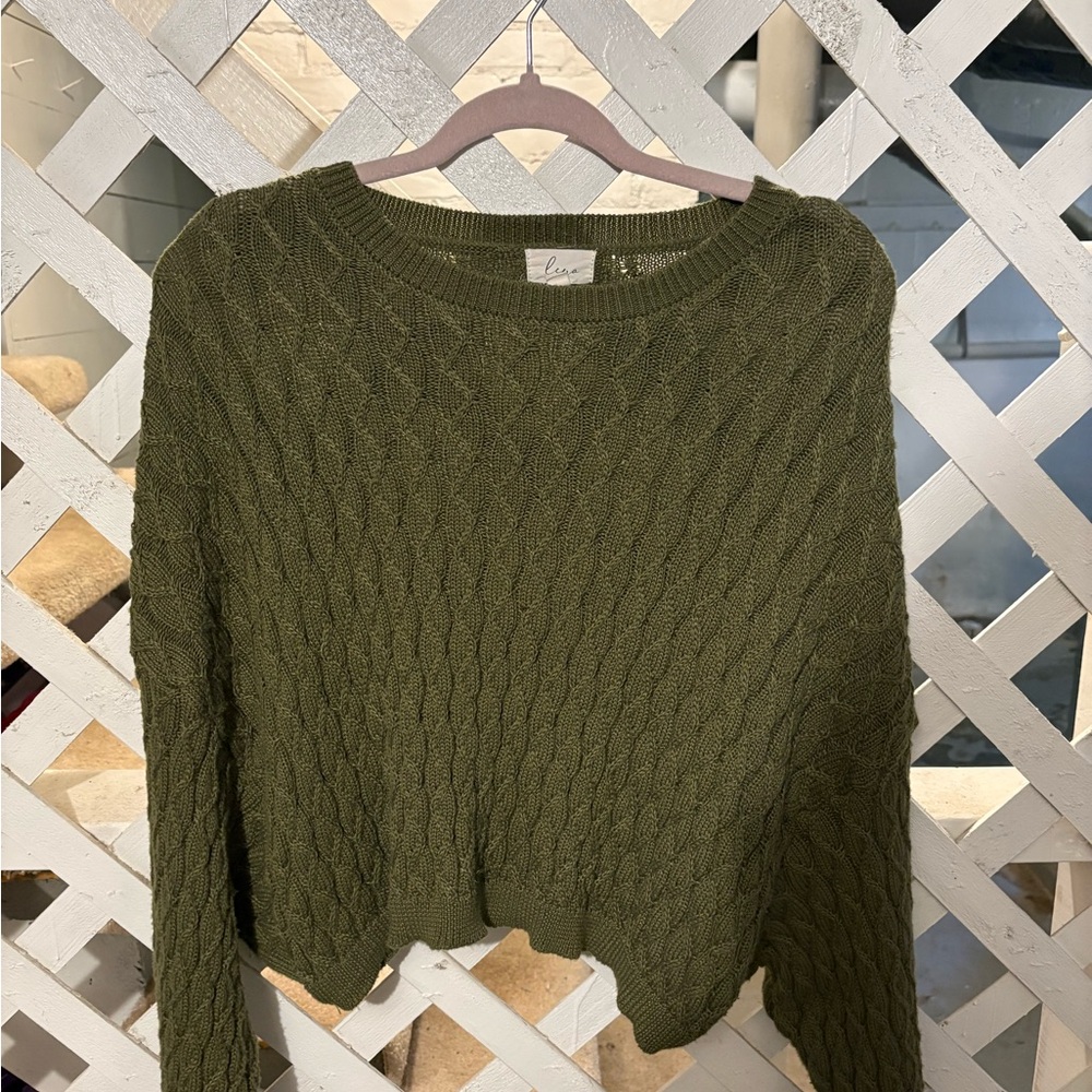 Olive Green Cable Knit Sweater